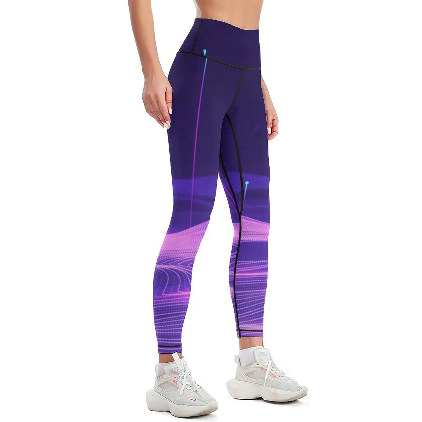 Synthwave Space: Earth horizon Leggings legging pants raises butt sports shirts gym Womens Leggings