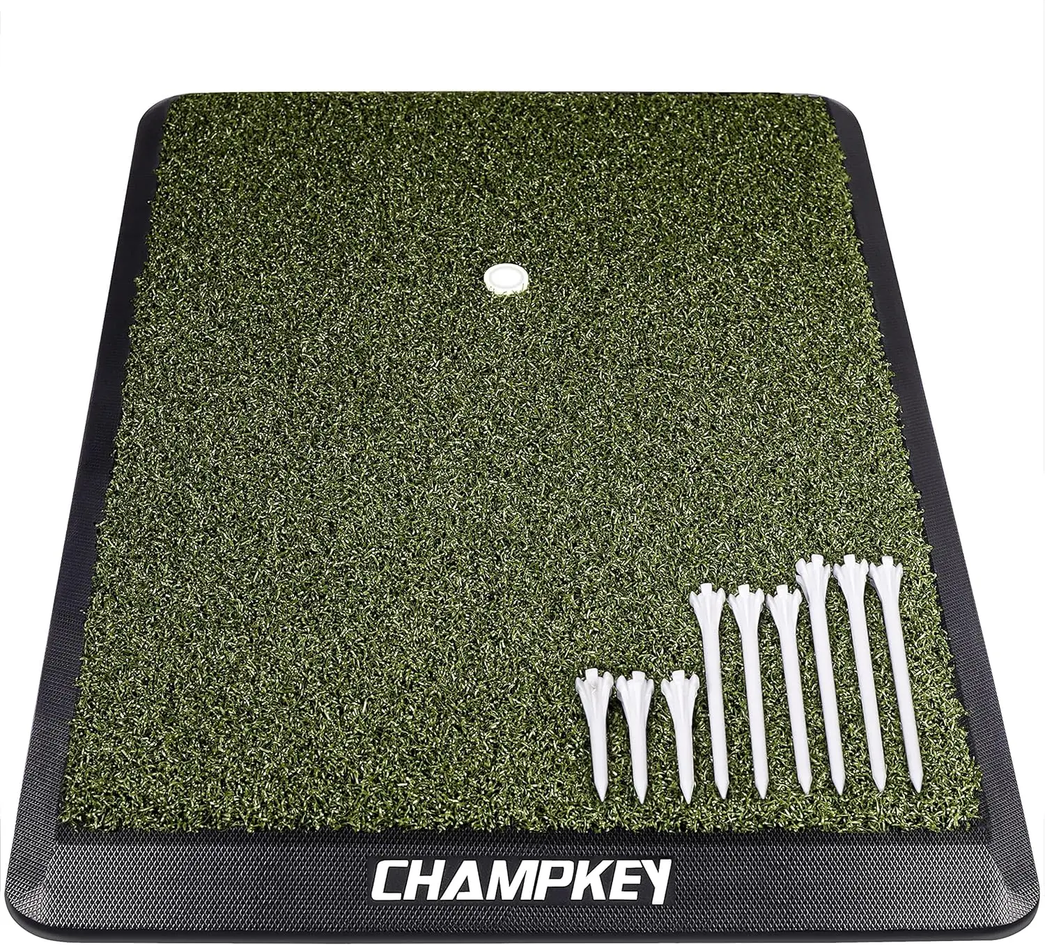 

Golf Hitting Mat with Rubber Tee and 9 Plastic Tees, Heavy Duty Synthetic Turf Practice Mat for Fairway or Tee Box