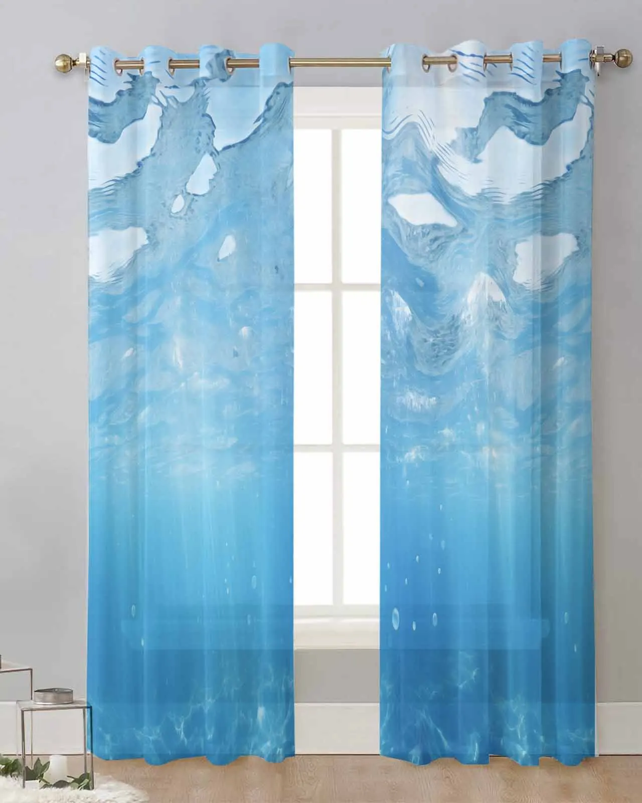 Sunshine Strips Curtains for Exterior Doors Ocean Seawater Luxury Living Room Curtains for Party Decoration Doorway Curtain the