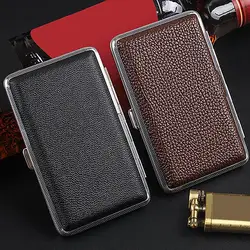 PU Leather Cigarettes Box Compact Smokers Tin Pocket case Storage Flexible Cigarettes Container  Mens portable smoking accessory