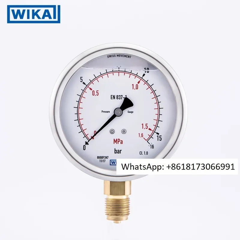 Original WIKAEN837-1 oil filled, liquid filled, shockproof, seismic resistant pressure gauge 213.53.100mm dial