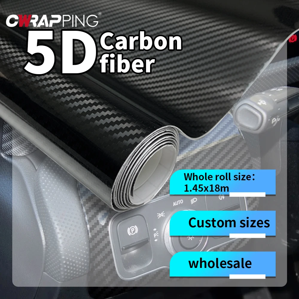 

145cmx200cm Roof Hood Car Film Covering 5D Carbon Fiber Stickers Off-road DIY Vehicle Waterproof Vinyl Wrap for Auto Accessories
