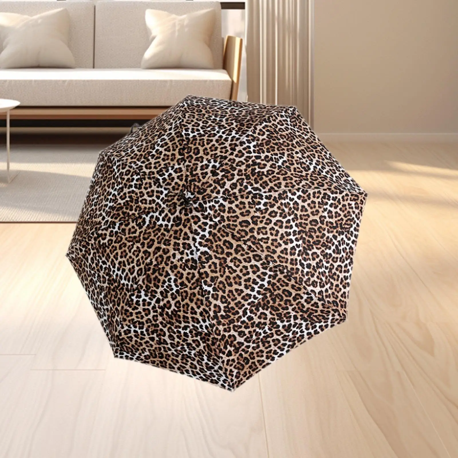 Travel Umbrella Leopard Print Windproof Rain Umbrella for Outdoor Activities