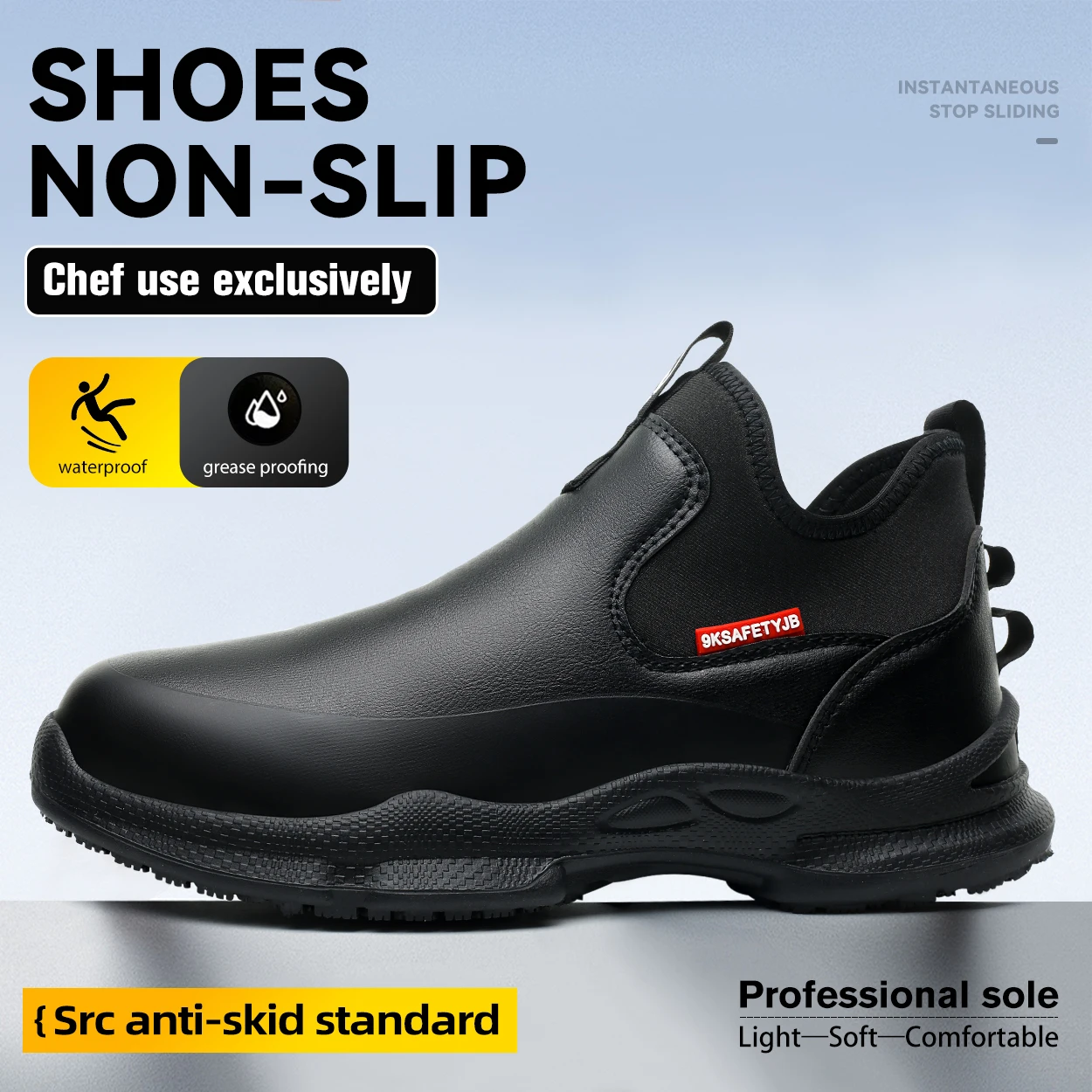 Men Comfortable Soft Slip Resistant Oil Proof Anti‑Drop Chef Work Shoes Non‑deformable Footwear For Restaurant Hotel Kitchen