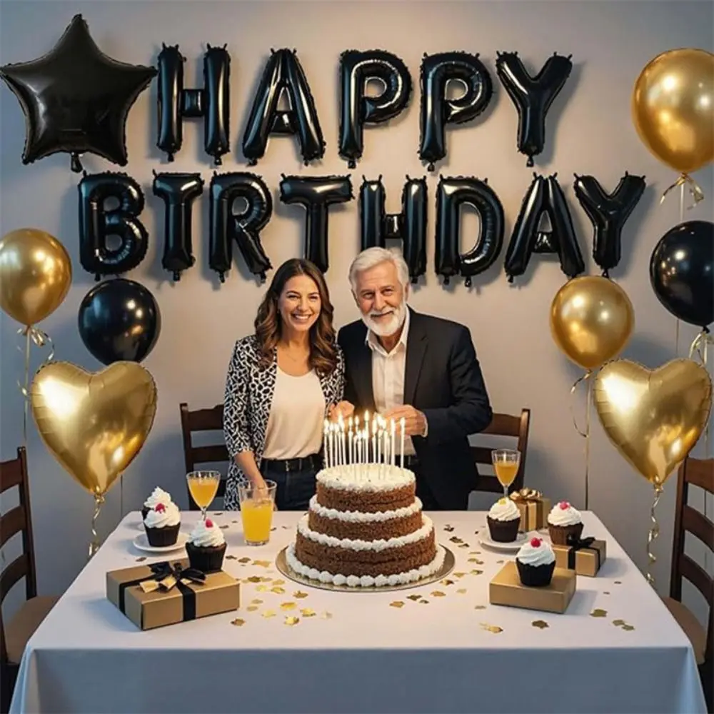 

Heart Star Happy Birthday Balloon Garland Kit Multicolor Latex/Aluminum Film Balloons Background Wall DIY Accessories