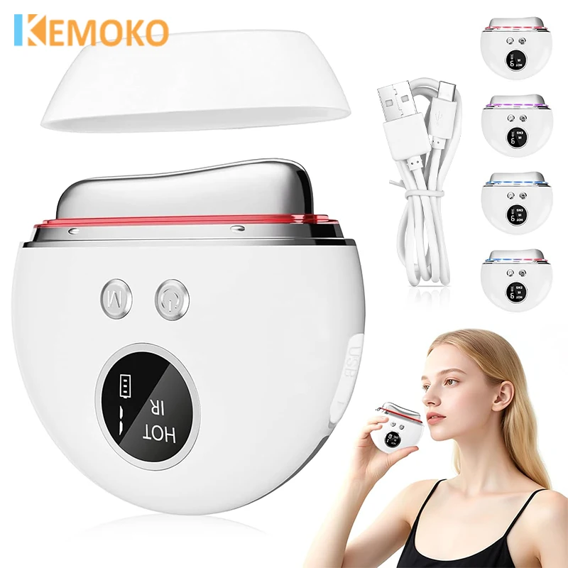 4 In1 Vibration Scraping Massager Facial GuaSha Electric EMS Lifting Remover Nasolabial Folds Anti Cellulite Beauty Health Care