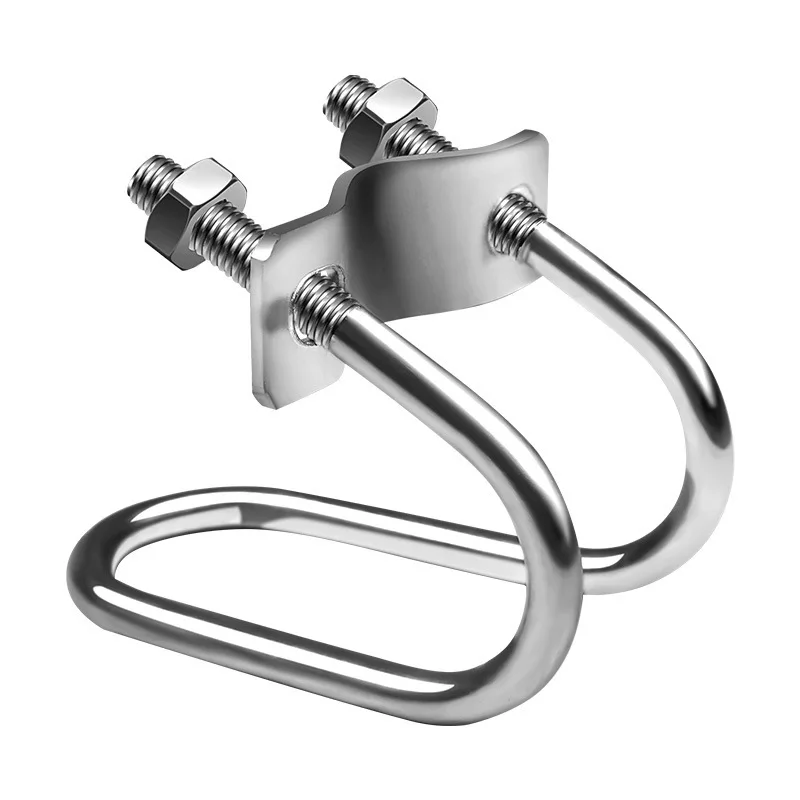 4Pcs 304 Stainless Steel Cross- Pipe Clamp U-shaped Cross- Tube Clamp Bolt Steel Connector Scaffolding Fixing Clamp