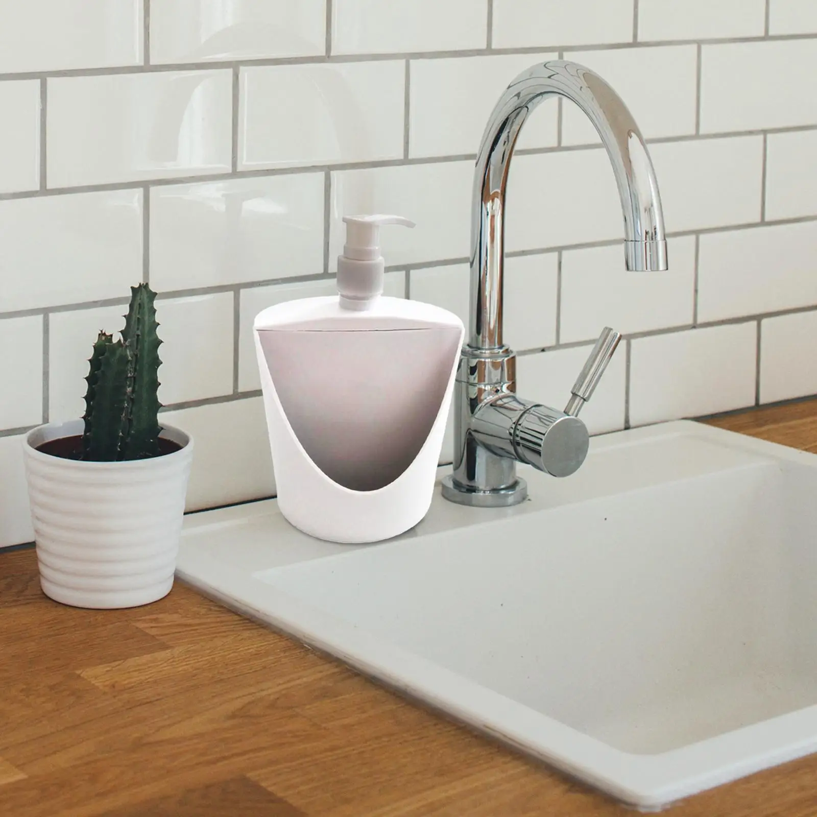 Soap Dispenser and Sponge Holder Multipurpose Manual 500ml Soap Liquid Pump Bottle for Farmhouse Bathroom Countertop Kitchen