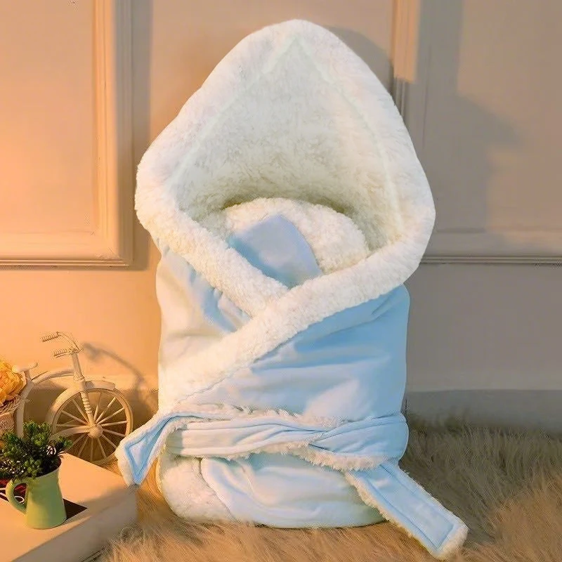Couverture polaire chaude en velours pour bébé, emmaillotage pour nouveau-né, couverture polaire douce, ensemble de literie solide, couette, lange d'emmaillotage