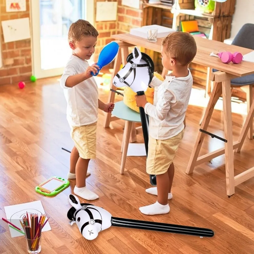 New PVC Horse Head Stick Balloon Cartoon Inflatable Balloon Hobby Horse Stick Toy Birthday