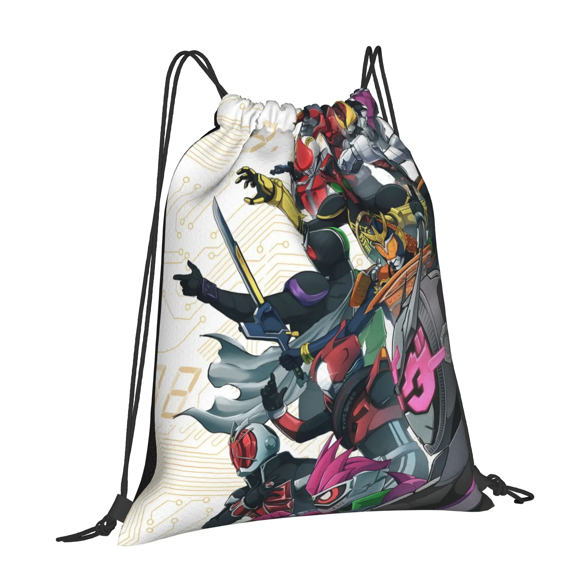 1 pc Heisei Riders Unite Kamen Rider Anime Drawstring Bags Travel Unisex Storage Bag