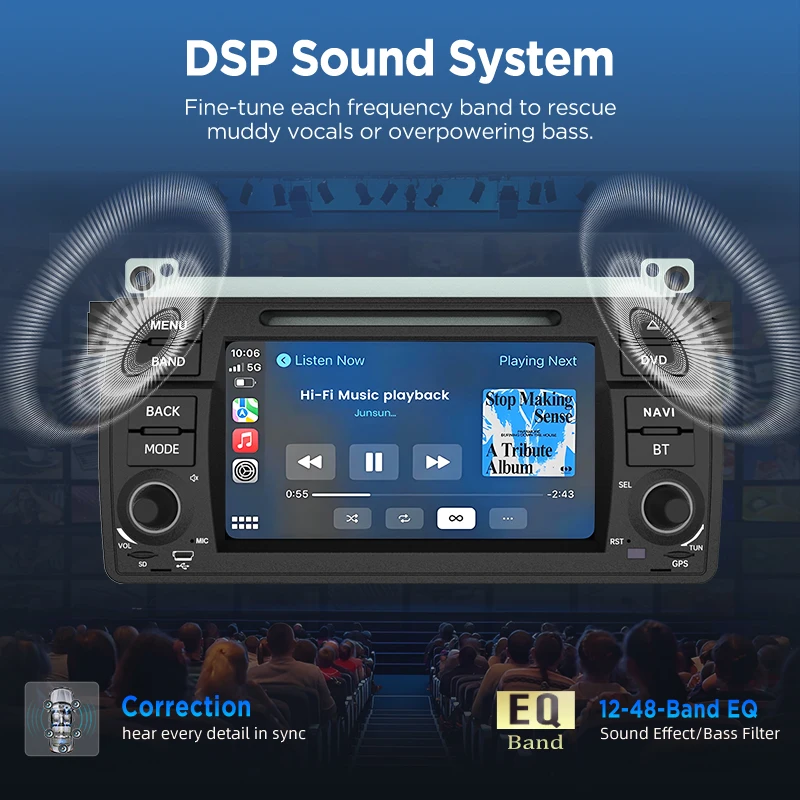 Junsun 7 "لاسلكي CarPlay أندرويد راديو السيارة التلقائي لسيارات BMW E46 M3 318 320 325 330 335 نظام تحديد المواقع ستيريو الوسائط المتعددة واي فاي 4G 8core RDS #5