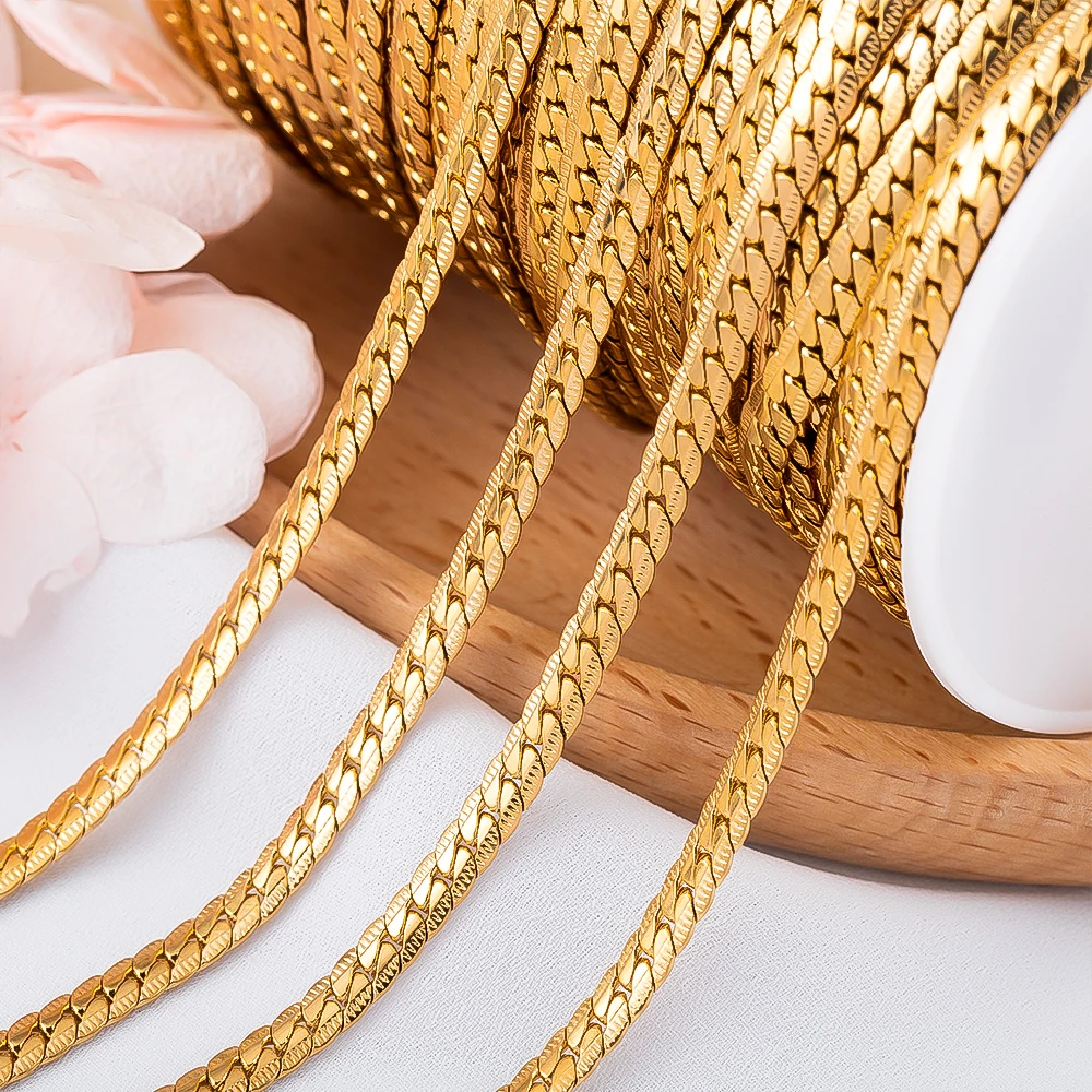 1 Meter Stainless Steel Embossed Cuban Chain for Jewelry Making DIY Necklace Bracelet Body Chain Supplies