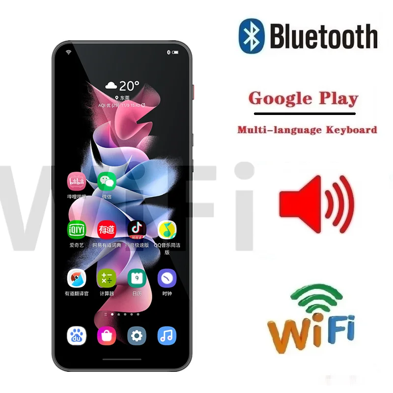 

MP4-плеер с Wi-Fi и Bluetooth, 64 ГБ, Google Play, Android, сенсорный экран, Hi-Fi, музыка, спорт, MP3, видеоплеер, TF-карта, динамик