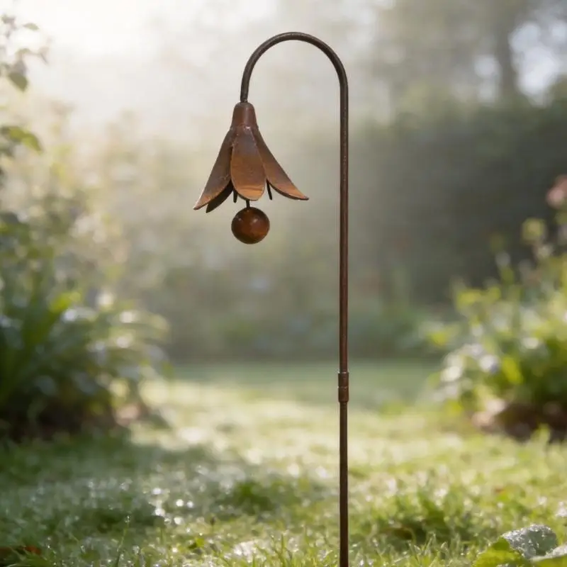 Metal Flower Garden Pick Iron Yard Piece with Soil Placement Design, 11 x 53.5 Single Piece Outdoor Item for Garden Lawn B03E