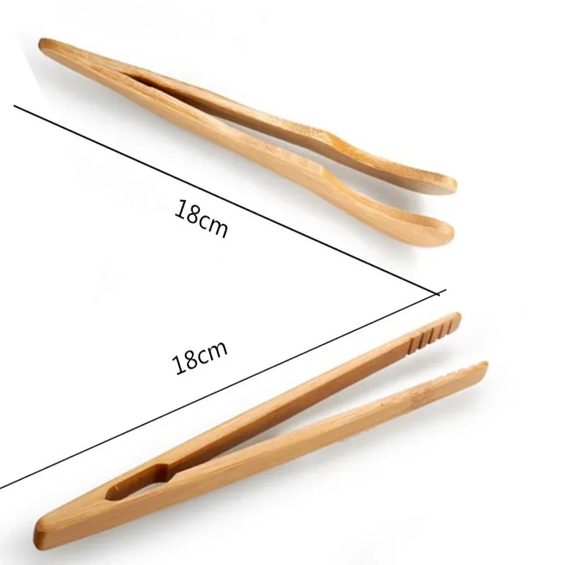 1/2 Pcs Clip da tè in legno di bambù pinze per alimenti da cucina insalata Toast Tong pinzette dritte zucchero di ghiaccio Clip per piegare il tè