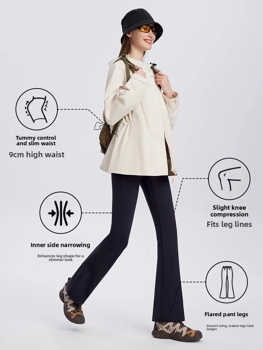 กางเกงโยคะผู้หญิง Thiened Fce ดีไซน์หนังอาร์คสกิน สำหรับฤดูใบไม้ร่วงและฤดูหนาว กางเกงขายาวอุ่นสบาย รุ่น Bla Bell Bot Base Layer