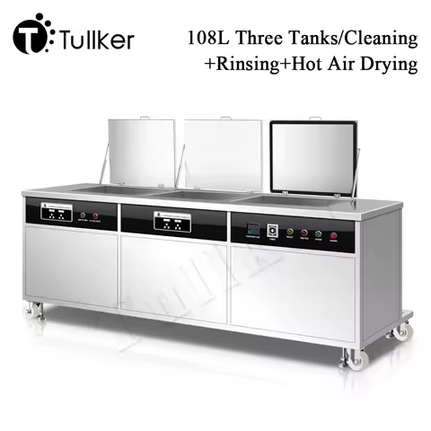 Tullker 108L Three Groove Ultrasonic Clean MachinePower Adjust Rinse Dry System Mainboard Auto Parts Hardware Ultra Sonic Washer