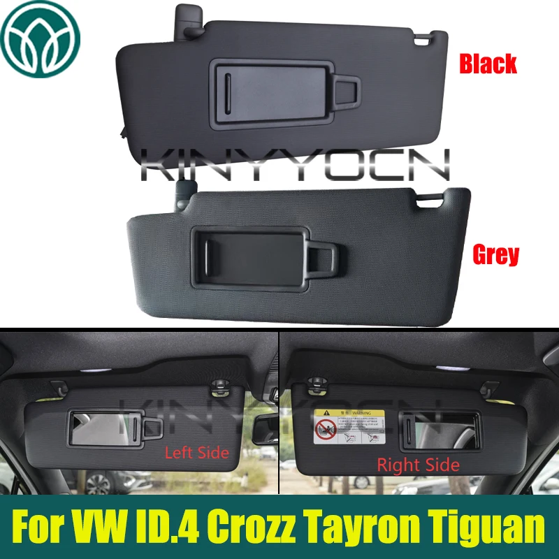 

Черный или серый солнцезащитный козырек для VW ID.4 Crozz Tayron Tiguan, передняя панель солнцезащитного козырька с зеркалом для макияжа 5TD857551A 5TD857552C