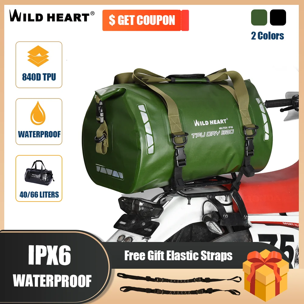 

WILD HEART 840D TPU Waterproof Duffel Bag Motorcycle Tail Dry Bag 40L 66L Waterproof Motorcycle Travel Bag