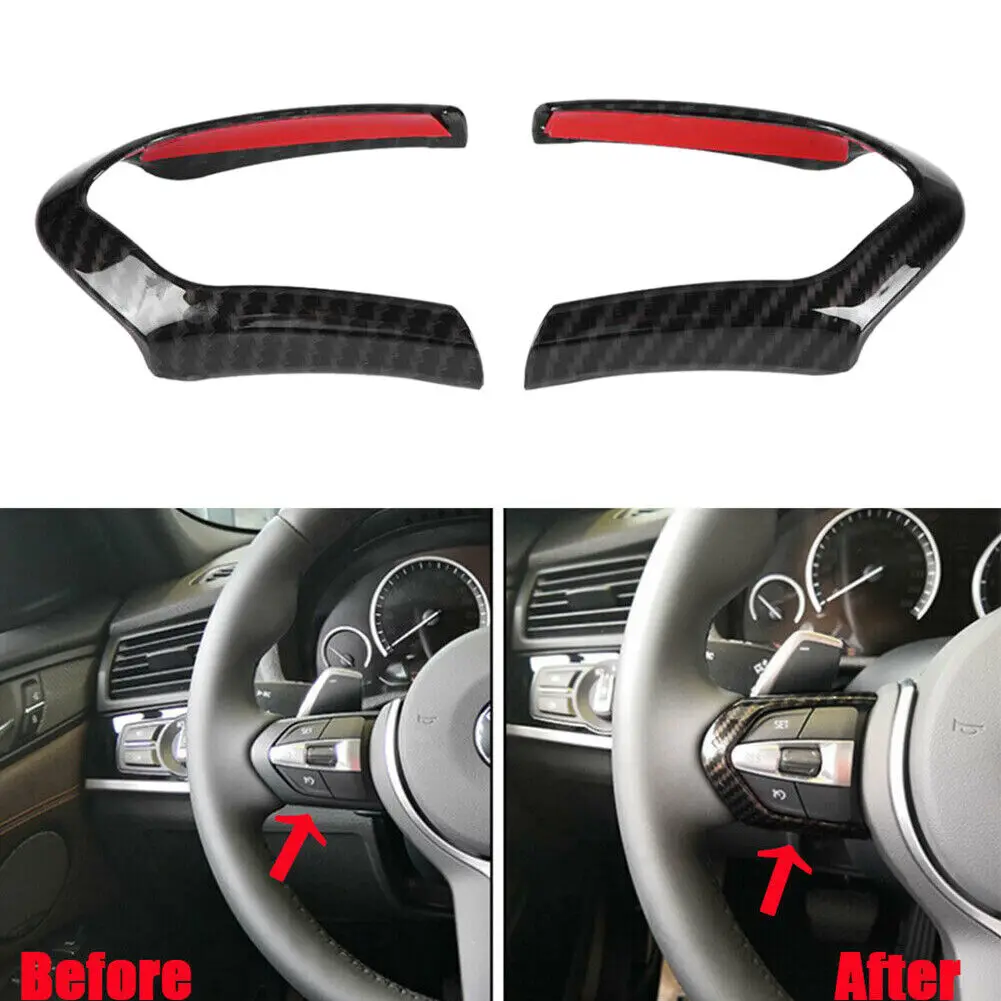 Carbon Fiber Steering Wheel Button Cover Trim Suitable For BMW F10 F20 F22 F21 F30 F32 X5 F15 F16 F25 F26