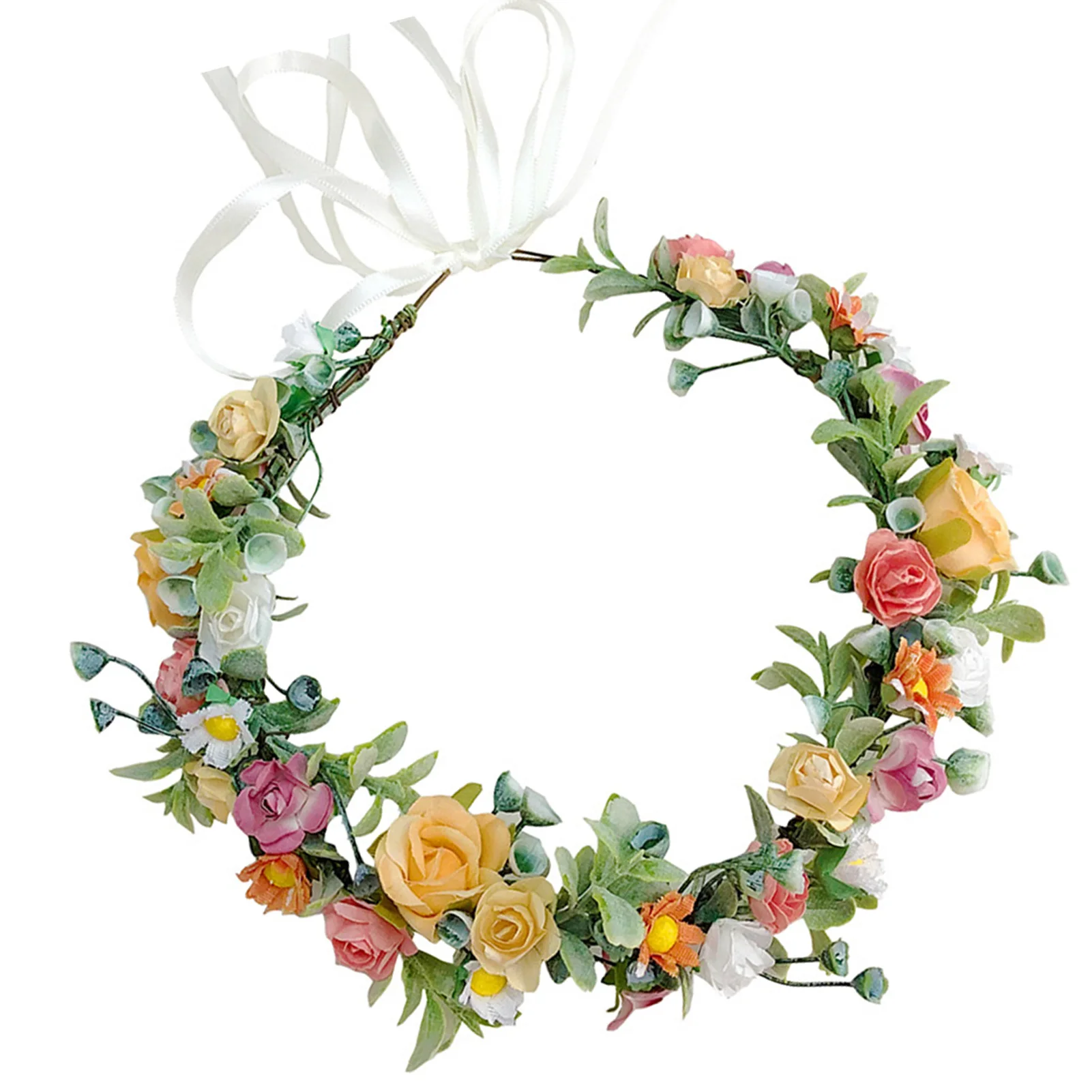 Floral Garland Crown Headpiece Woman's Cloth Flower Hair Hoop for Women Mother Daughter Friends