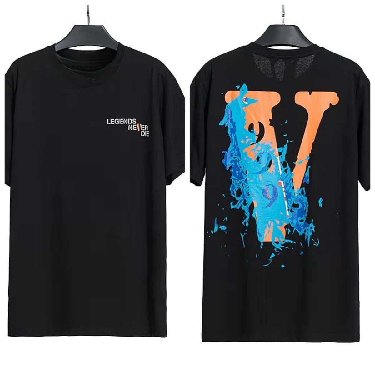 

Летние новые мужские и женские свободные хлопковые футболки с круглым вырезом и короткими рукавами с буквой V 99, совместные сзади, большой V-образный вырез