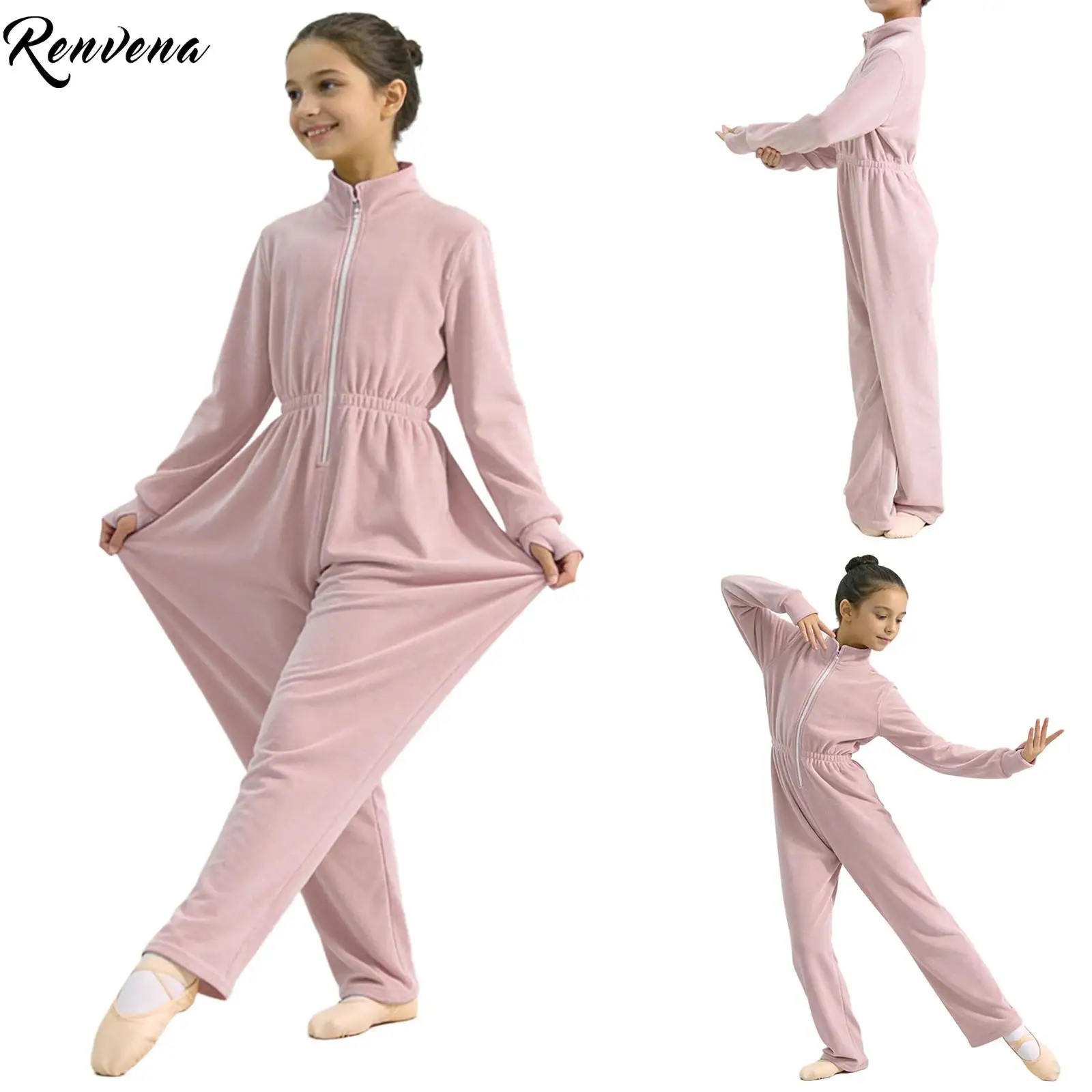 

Детский флисовый комбинезон для девочек с воротником-стойкой и длинными рукавами, боди с эластичной резинкой на талии на весь день