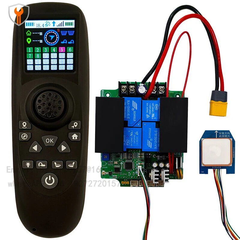 1-Set RX40G Remote Control with 1.54inch Color Screen Display 12V/24V 15A-40A Receiver GPS One Click Return for Trawler RC Boat
