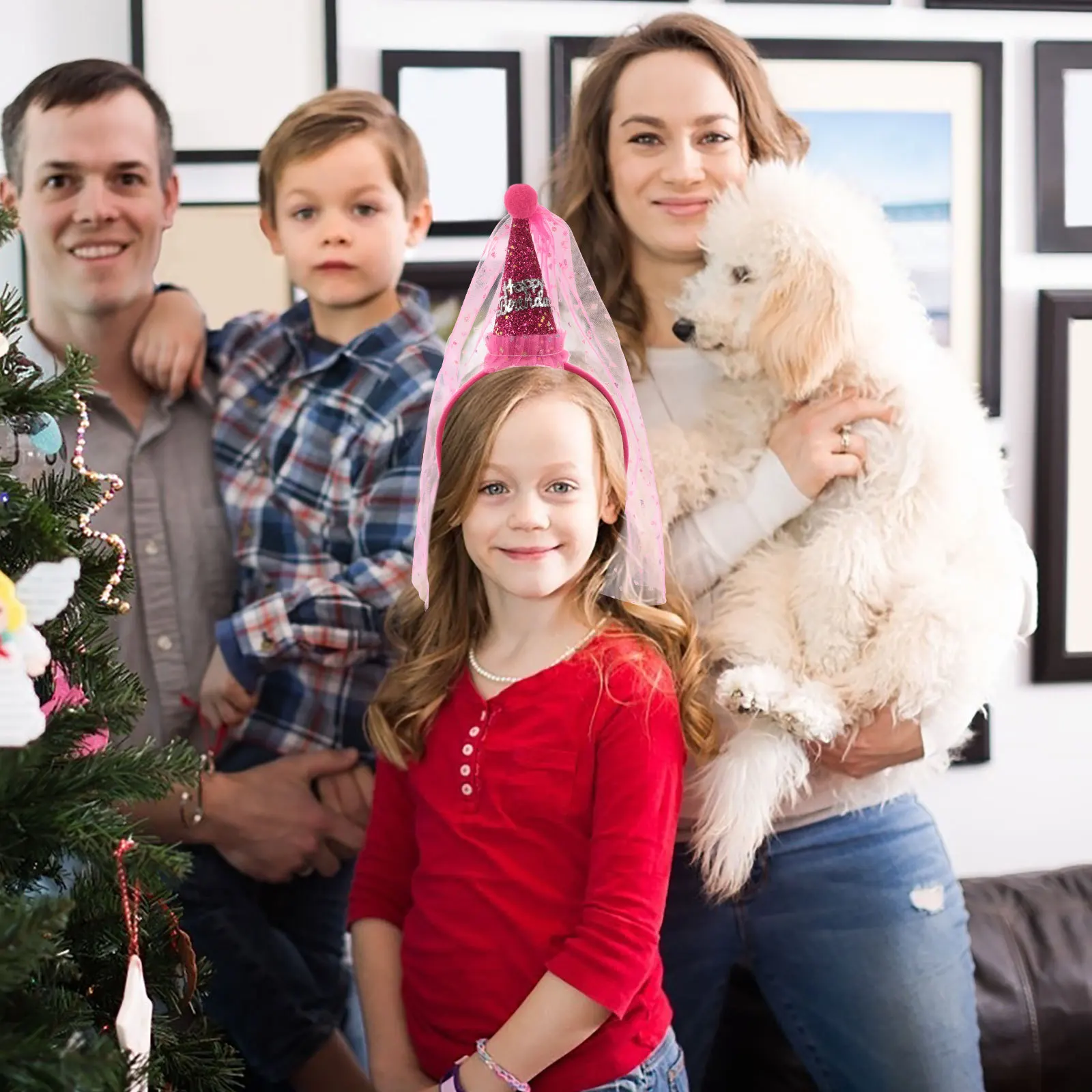 

2Pcs Princess Crown Headband Colorful Birthday Party Cone Hats Lightweight Kids Hair Accessories Fun Photo Props