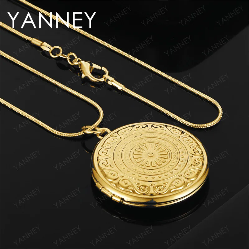

925 Sterling Silver 18K Gold 16-30 Inch Delicate Round Pendant Necklace for Women's Wedding Jewelry