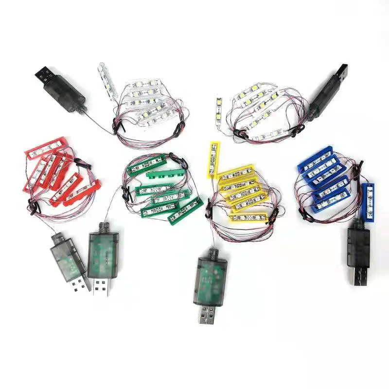 

10 шт. аксессуары для освещения для моделей DIY, блоки 1 × 4, 6 в 1, полосы света, клеммная линия, USB-порт, 15 см, клеммная линия, USB-порт