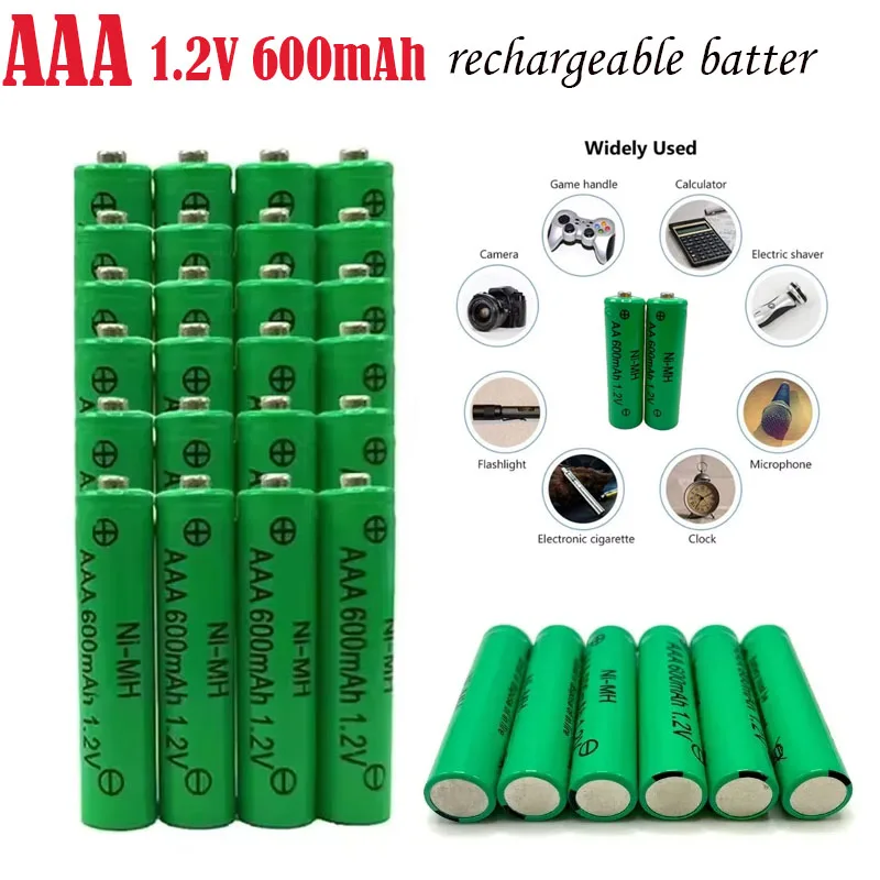 AAA600mAh NiMH Rechargeable Battery 1.2v for Mp3 TV Remote Control Smoke Detector Clock Radio Flashlight LED Toy Digital Battery