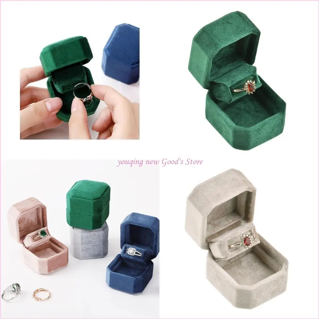 

57QA Изысканный двойной открытый держатель для ювелирных изделий Компактный плюшевый держатель для ювелирных изделий с клапаном