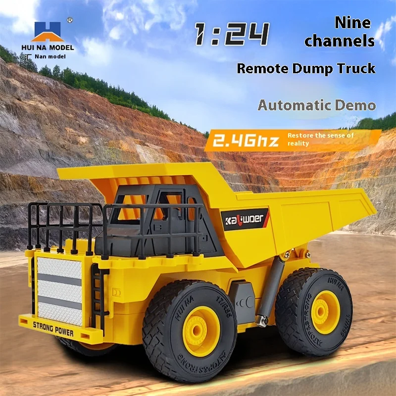 

1:24 Scale Remote Control Dumper Truck 9 Channel Simulation Engineering Vehicle Toy Model Gift RC Truck Toys for Kids