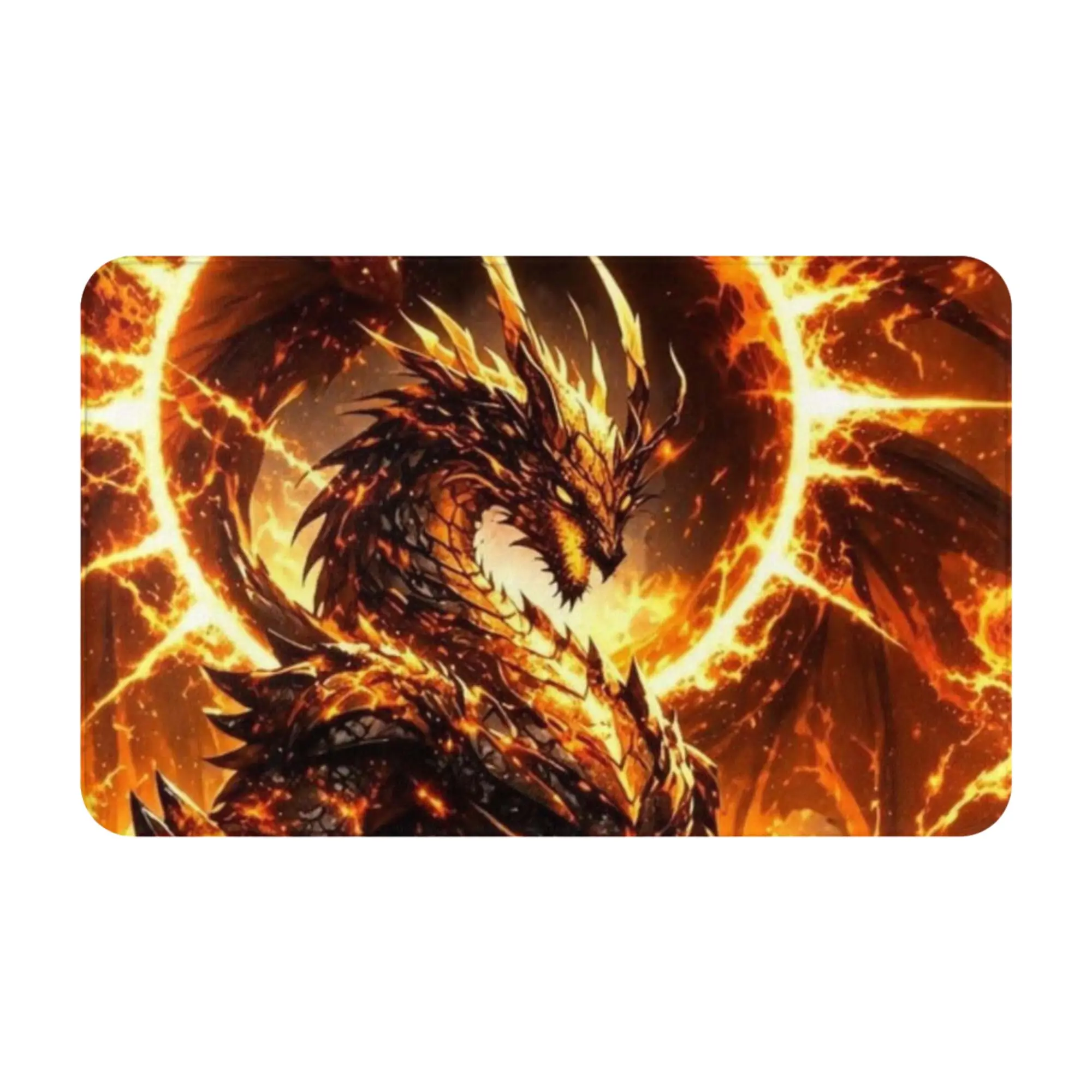 Sun Aura Fire Dragon Fantasy Anti-Slip Doormat Kitchen Mat  Hallway Indoor Home Decor