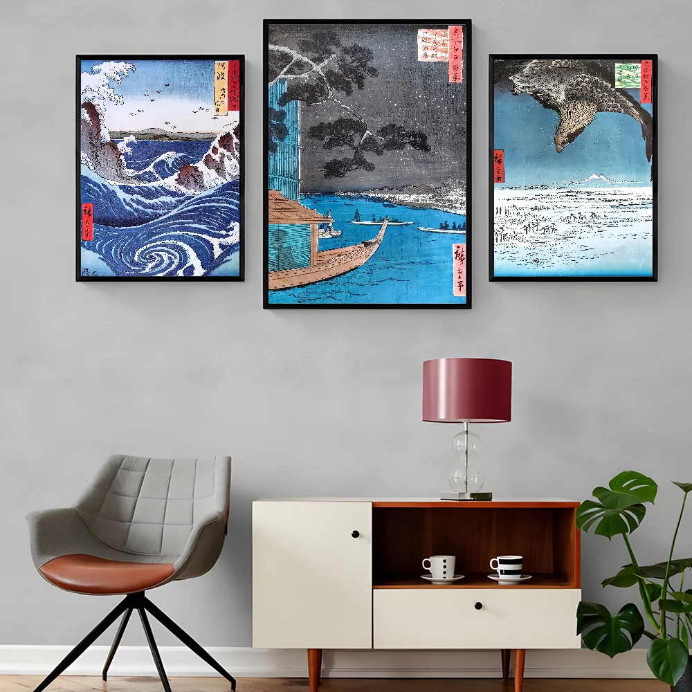 1 قطعة نمط Ukiyo-e الياباني الرجعية عالية الجودة طباعة ملصق مقاوم للماء جدار الفن الفيلم الملصقات لغرفة المعيشة غرفة الرجعية ديكور #3