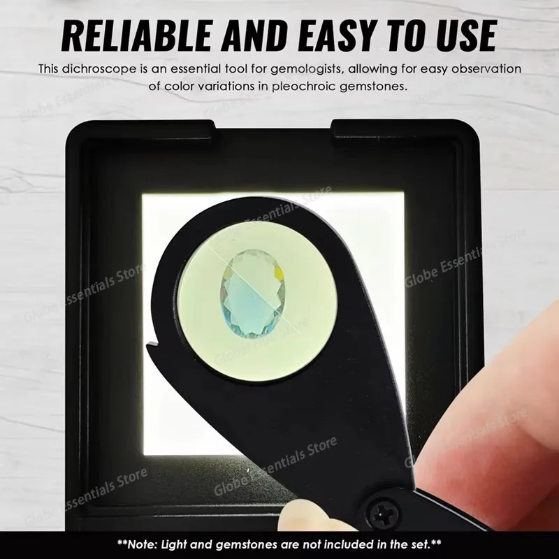 Pocket-size Dichroscope Jewelry Testing 21mm Lens Diameter White Light Foldable Design Clear Lens Dichroscope for Gem