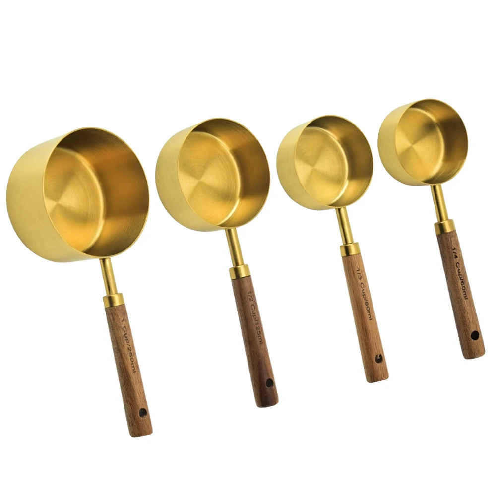 

4pcs Measuring Cup Spoon Set Stainless Steel Metal Cooking Baking Tools Small Size Easy Storage Kitchen Coffee Shop Use