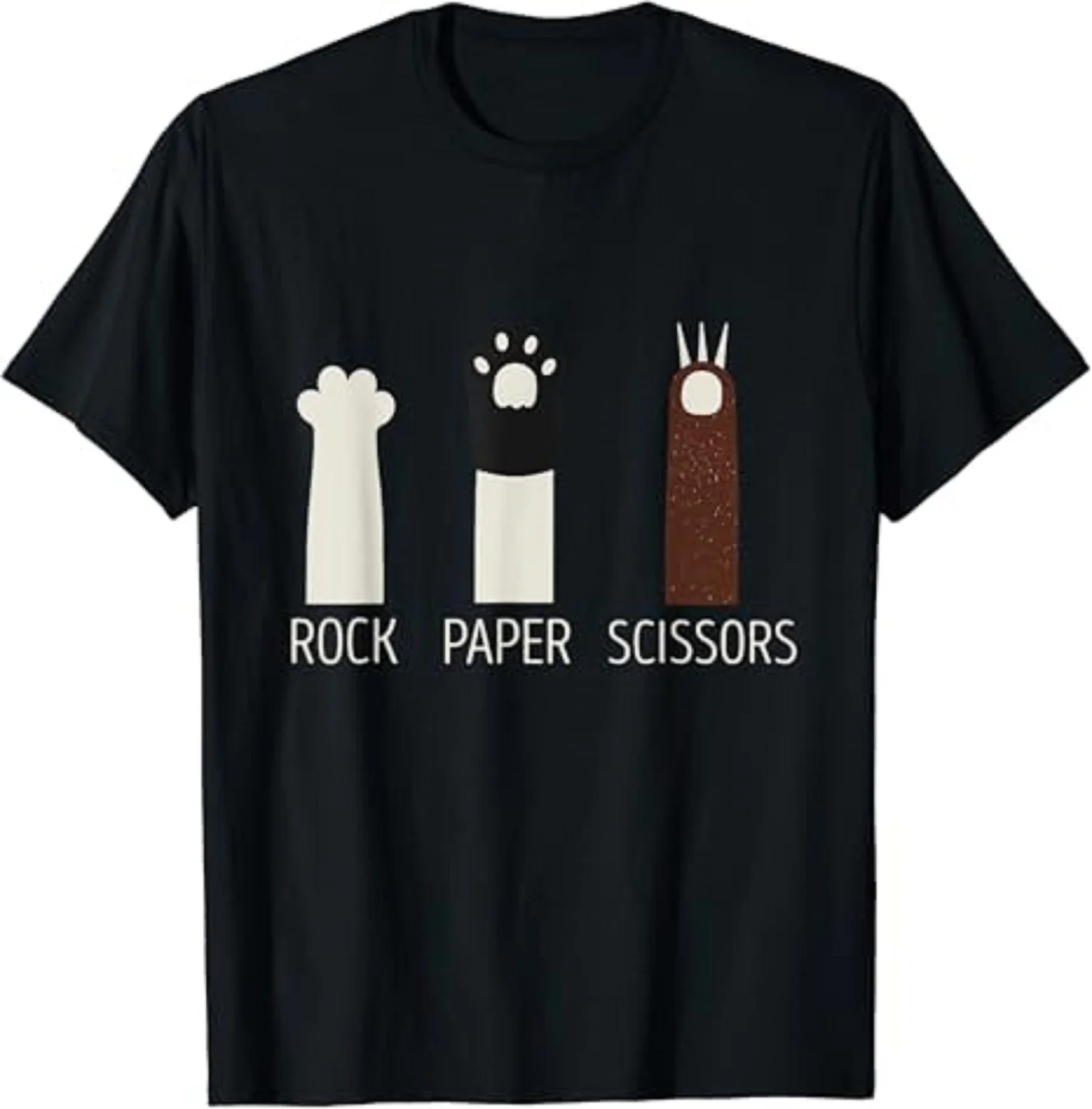 Funny Rock-Paper Scissors Cat Dog Lover T-Shirt Size S-5XL