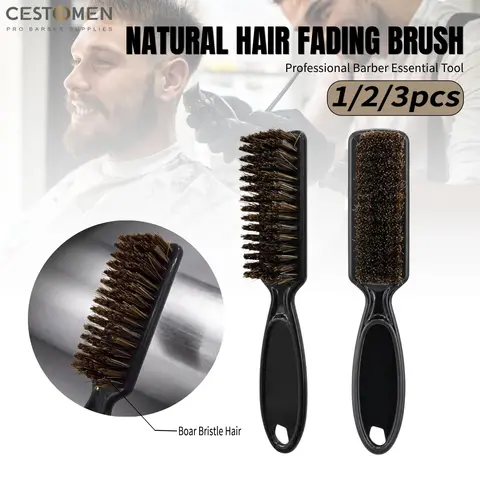 1/2/3Pcs Professional Boar Bristle Hair Fade Brush Barber Neck Sweeping Brush Haircut Accessories Facial Cleaning Tools For Men