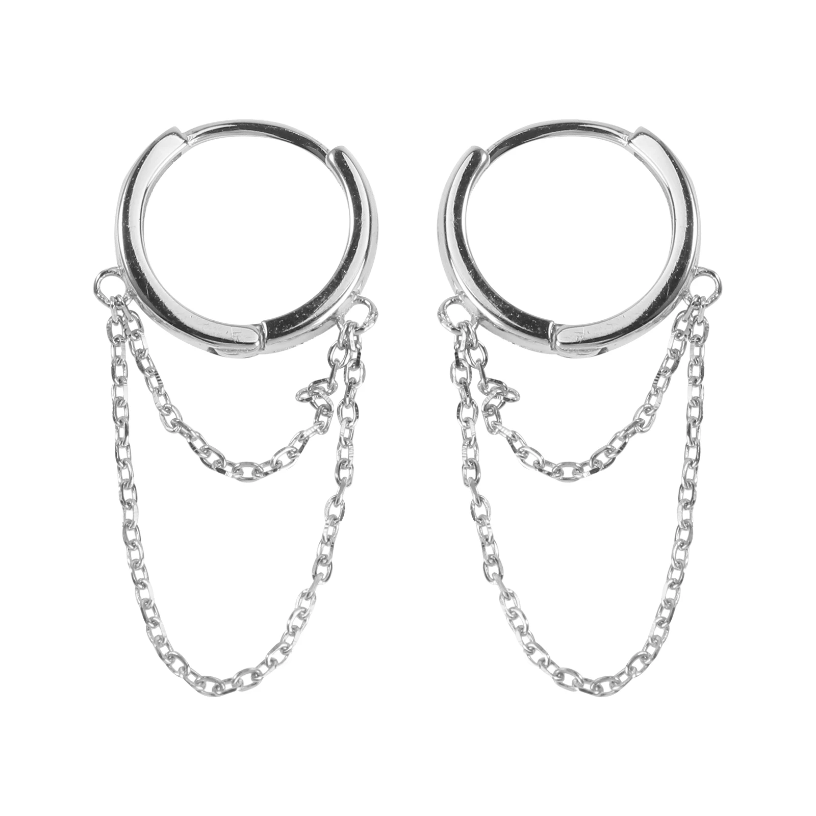 

Steel Silver Earrings Chain Woman Sterling Dangler for Women Lady Party Jewelry Double
