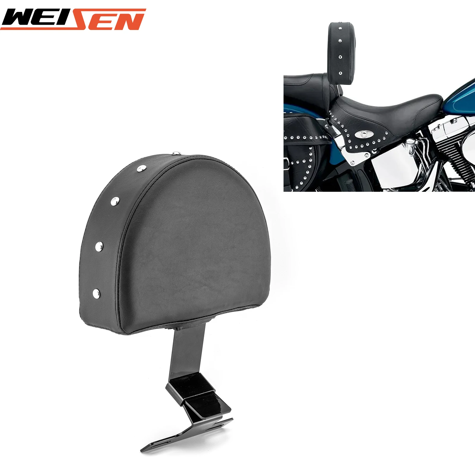 

Motorcycle Driver Backrest Mount Kit Bubble Stud Black for 1993-2006 Harley Heritage Softail with Stock Seats Accessories