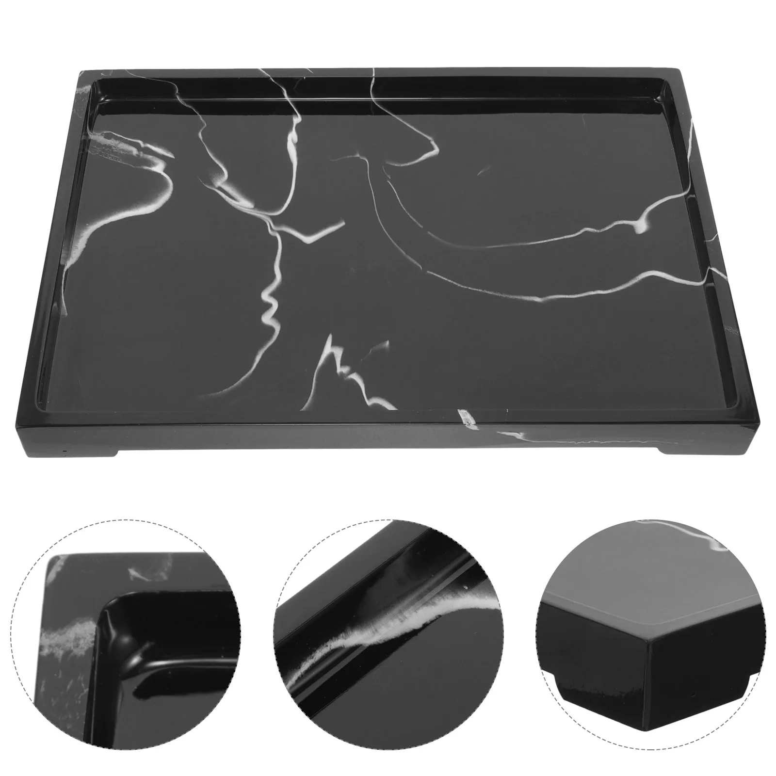 

Marbling Vanity Decorative Resin Storage Bathroom Countertop Organizer Toiletries Holder Key Rings Desktop Decor Tray