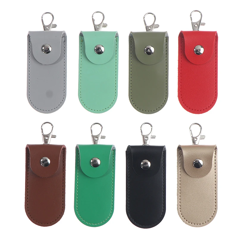 1pc Pouch Bag Case Protective Leather With Keychain For Usb Flash Drive Memory Stick