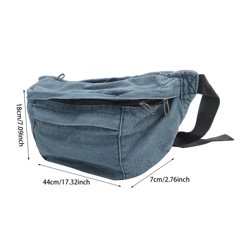 Unisex Crossbody Bag Shoulder Bag Girls New Denim for Women 2024 Large Capacity Messenger Bag  Hip Hop Belt Bag