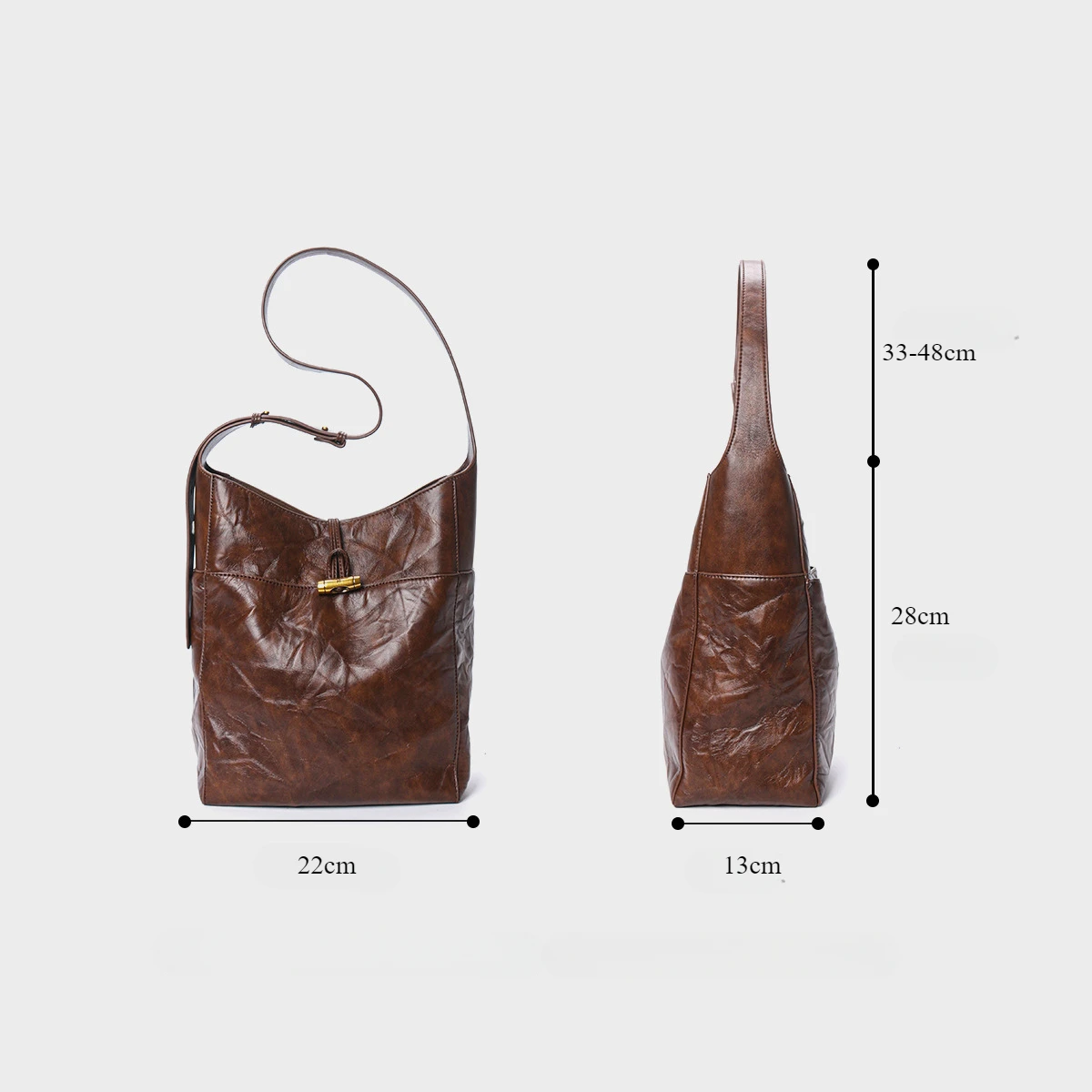 2025 Spring Vintage Coffee Ladies Shoulder Hobo Bag 100% Real Leather Casual Large Tote Purse Luxury Designer Women's Handbag