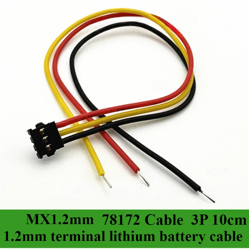 Fil de batterie au lithium à tête unique, connecteur MX1.2 mm, pas de 1.2mm, prise de câble 78171 78172, 2P, 3P, 4P, 10cm, 28AWG, lot de 2 pièces, 5 pièces, 10 pièces