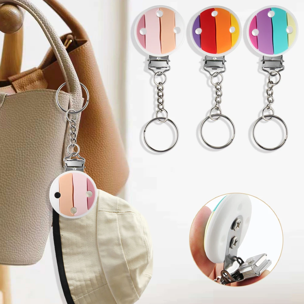 Kovict 2 Teile/los Regenbogen Silikon Perlen Schnuller Halter Clips Cartoon Tiere Clip DIY Tasche Kette Schlüsselbund Halter Zubehör