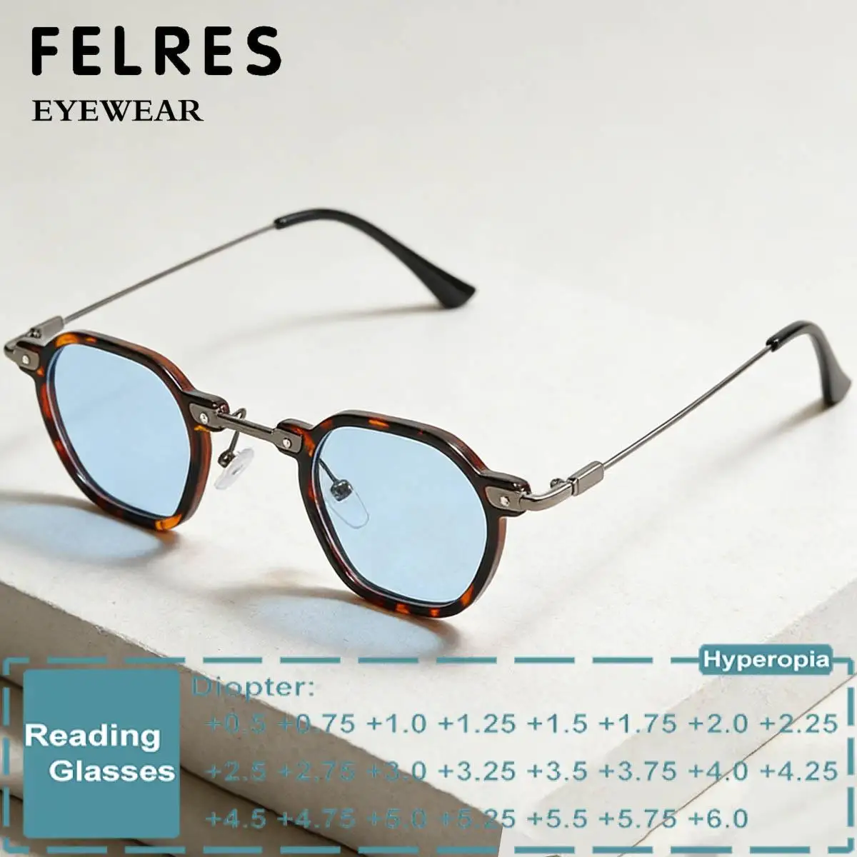 

Квадратные солнцезащитные очки с маленькой оправой, синие, для чтения, мужские и женские, многоугольные, тонированные, готовые, с диоптриями, для улицы, от солнца